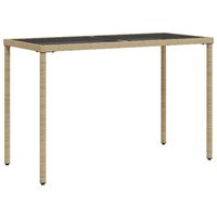 vidaXL Tavolo da Giardino con Piano Vetro Beige 115x54x74cm Polyrattan