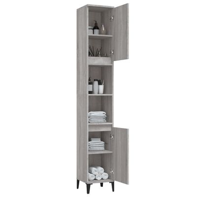 vidaXL Armadietto Bagno Grigio Sonoma 30x30x190cm in Legno Multistrato