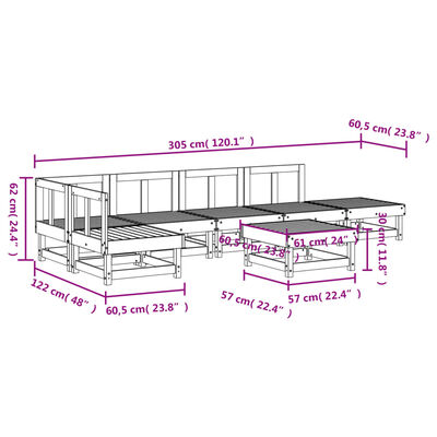 vidaXL Set Salotto da Giardino 7 pz ambra in Legno Massello di Pino