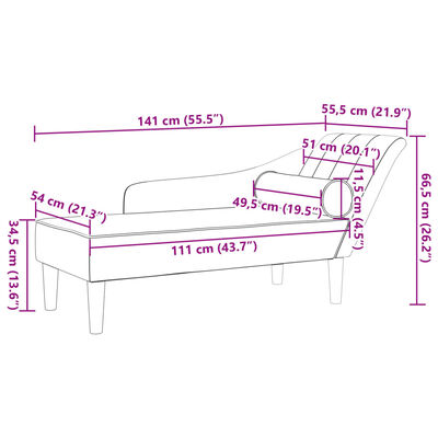 vidaXL Chaise Longue con Cuscini Blu in Velluto