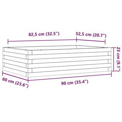 vidaXL Fioriera da Giardino 90x60x23 cm in Legno Massello di Pino