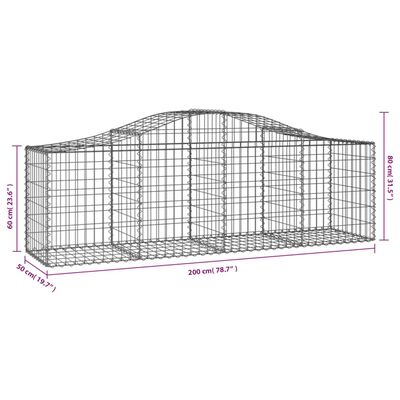 vidaXL Cesti Gabbioni ad Arco 40 pz 200x50x60/80 cm Ferro Zincato