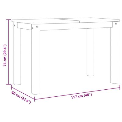 vidaXL Tavolo da Pranzo Panama Grigio 117x60x75 cm Legno Massello Pino