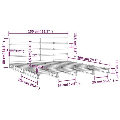 vidaXL Giroletto ambra 150x200 cm in Legno Massello di Pino King