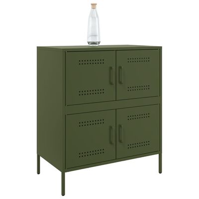 vidaXL Credenza Verde Oliva 68x39x79 cm in Acciaio