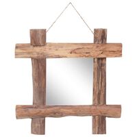 vidaXL Specchio con Tronchi Naturale 50x50 cm in Teak di Recupero