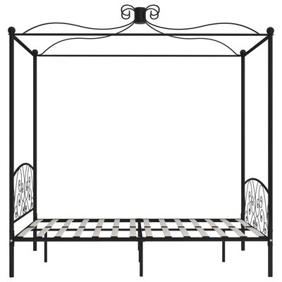 vidaXL Letto a Baldacchino Nero in Metallo 160x200 cm