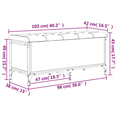 vidaXL Panca Portaoggetti Grigio Sonoma 102x42x45 cm Legno Multistrato