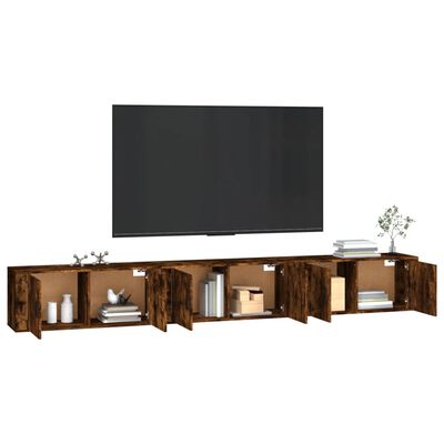 vidaXL Mobili Porta TV a Parete 3 pz Rovere Fumo 100x34,5x40 cm