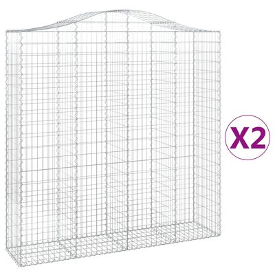 vidaXL Cesti Gabbioni ad Arco 2 pz 200x50x200/220 cm Ferro Zincato