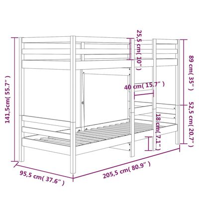 vidaXL Letto a Castello senza Materasso 90x200cm Massello Pino