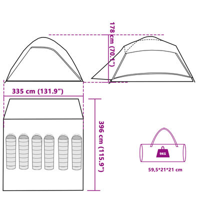 vidaXL Tenda Familiare a Cupola 6 Persone Bianca Tessuto Impermeabile