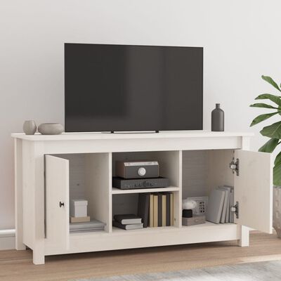 vidaXL Mobile Porta TV Bianco 103x36,5x52 cm in Legno Massello di Pino