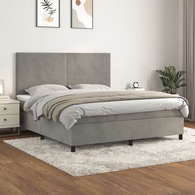 vidaXL Giroletto a Molle con Materasso Grigio Chiaro 180x200cm Velluto