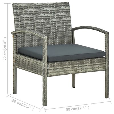 vidaXL Set Divani da Giardino 4 pz con Cuscini in Polyrattan Grigio