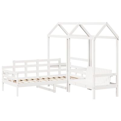 vidaXL Set Dormeuse e Panca con Tetto Bianco 90x190cm Massello Pino