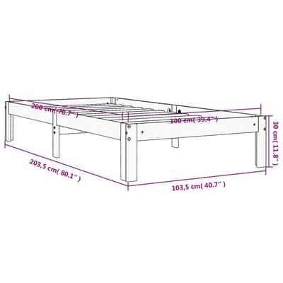 vidaXL Letto senza Materasso Marrone Cera 100x200 cm in Legno di Pino