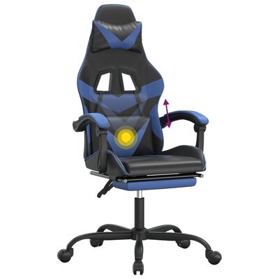 vidaXL Sedia da Gaming Girevole con Poggiapiedi Nero e Blu Similpelle