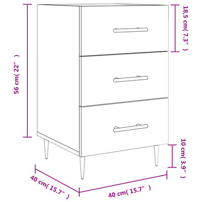 vidaXL Comodino Rovere Sonoma 40x40x66 cm in Legno Multistrato