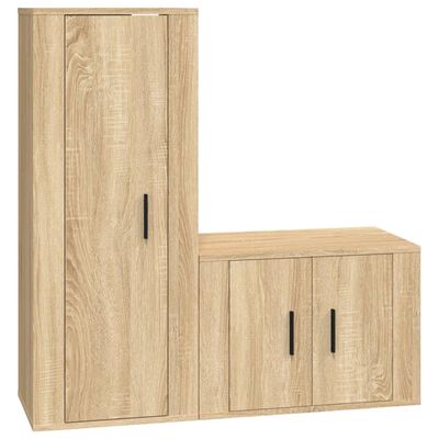 vidaXL Set di Mobili Porta TV 2 pz Rovere Sonoma in Legno Multistrato