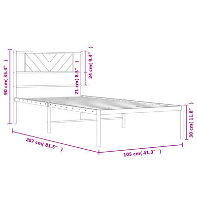 vidaXL Giroletto con Testiera Metallo Bianco 100x200 cm