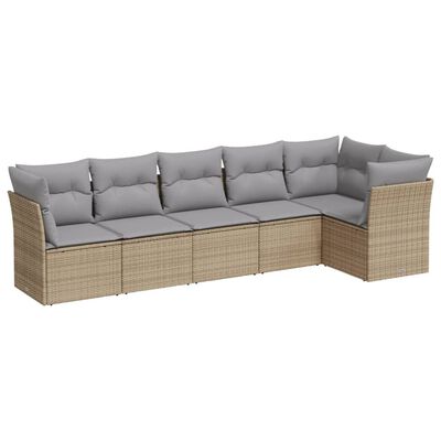 vidaXL Set Divano da Giardino 6 pz con Cuscini Beige in Polyrattan