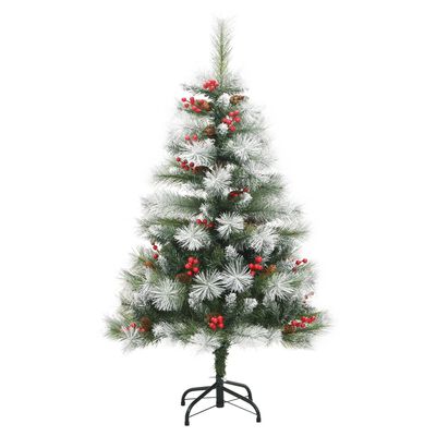 vidaXL Albero Natale Artificiale Incernierato con Pigne e Bacche 120cm