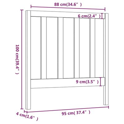 vidaXL Testiera per Letto Bianca 95x4x100 cm in Legno Massello di Pino