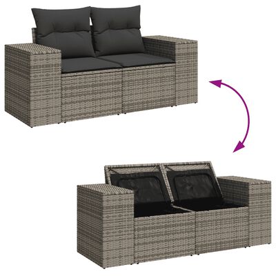 vidaXL Set Divani da Giardino 13 pz con Cuscini Grigio in Polyrattan