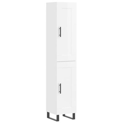 vidaXL Credenza 34,5x34x180 cm in Legno Multistrato Bianco Lucido