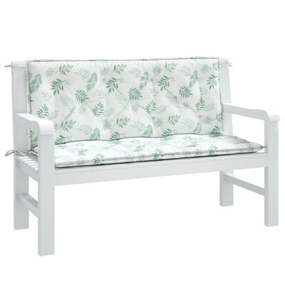 vidaXL Cuscini Panca Giardino 2 pz Motivo a Foglie 120x50x7 cm Tessuto