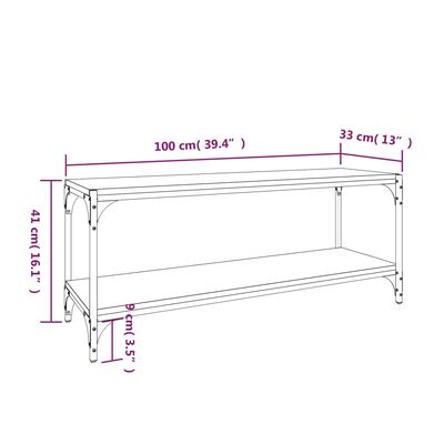 vidaXL Mobile TV Rovere Marrone 100x33x41cm Legno Multistrato Acciaio