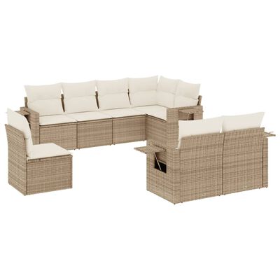 vidaXL Set Divano da Giardino 8 pz con Cuscini Beige in Polyrattan