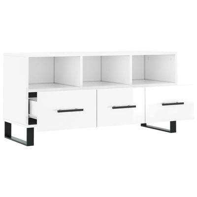 vidaXL Mobile Porta TV Bianco Lucido 102x36x50 cm in Legno Multistrato