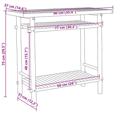 vidaXL Tavolo Consolle 90x37x75 cm in Bambù