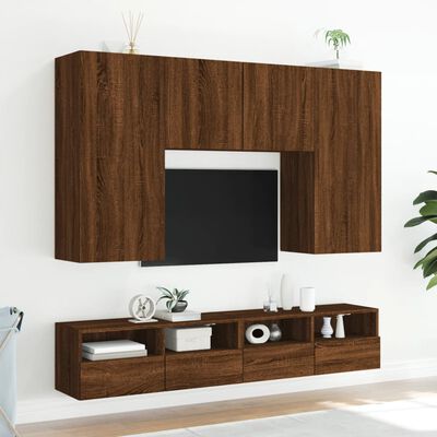 vidaXL Mobile TV a Parete Rovere Marrone 100x30x30cm Legno Multistrato