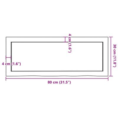 vidaXL Ripiano Marrone Scuro 80x30x(2-4) cm Massello Rovere Trattato