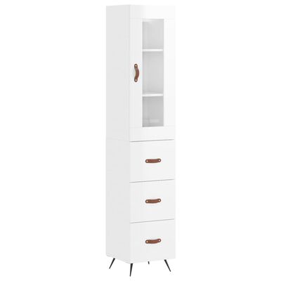 vidaXL Credenza 34,5x34x180 cm in Legno Multistrato Bianco Lucido