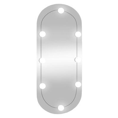 vidaXL Specchio da Parete con Luci LED 35x80 cm Vetro Ovale