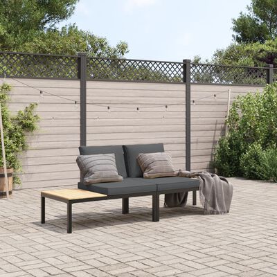 vidaXL Set Divani da Giardino 2 pz con Cuscini in Alluminio Nero