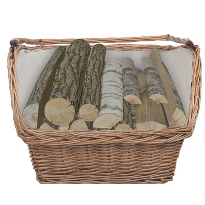 vidaXL Cesta Legna da Ardere con Manico 61,5x46,5x58cm Marrone Salice