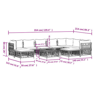 vidaXL Set Salotto da Giardino 10 pz con Cuscini Antracite in Acciaio