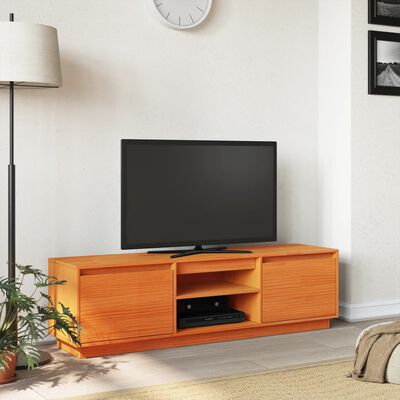 vidaXL Mobile TV Marrone Cera 140x35x40 cm in Legno Massello di Pino