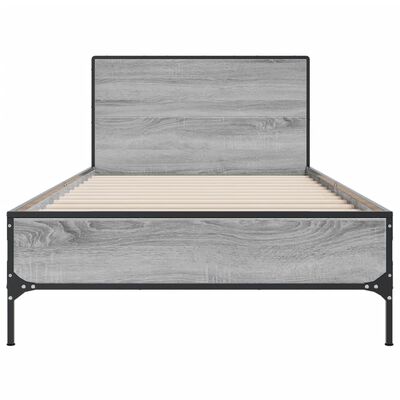 vidaXL Giroletto Grigio Sonoma 75x190cm in Legno Multistrato e Metallo