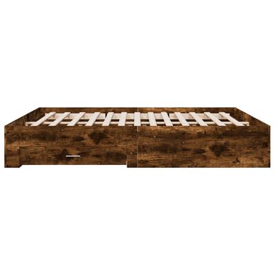 vidaXL Giroletto con Cassetti Rovere Fumo 200x200 cm Legno Multistrato