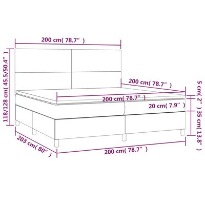 vidaXL Giroletto Molle Materasso e LED Cappuccino 200x200cm Similpelle