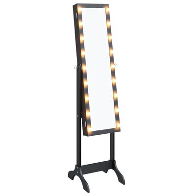 vidaXL Specchio Autoportante con LED Nero 34x37x146 cm