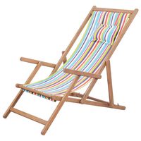 vidaXL Sdraio da Spiaggia Pieghevole Telaio Legno Tessuto Multicolore