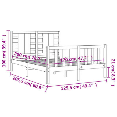 vidaXL Giroletto con Testiera Bianco 120x200 cm in Legno Massello