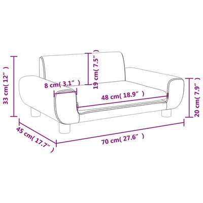 vidaXL Divano per Bambini Nero 70x45x33 cm in Velluto